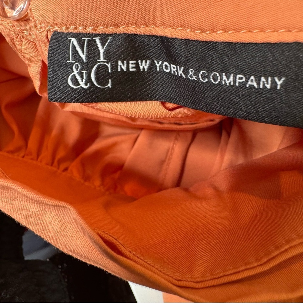 New York & Co High-Low Salmon Top w/ Bow and Puff Sleeves Size XL - Picture 9 of 11